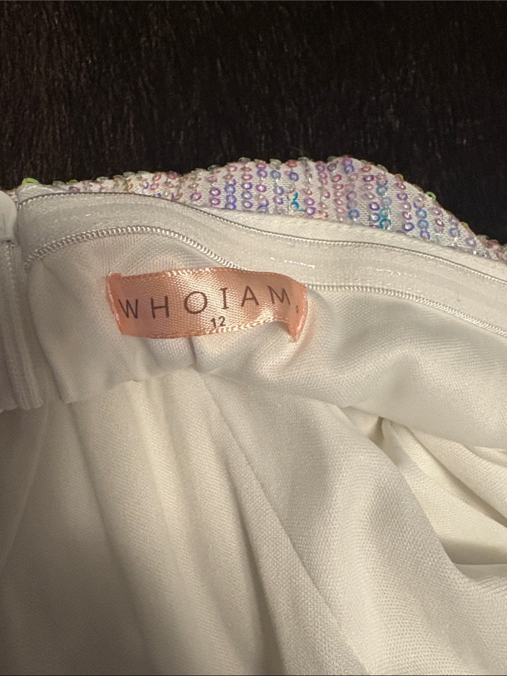 WHOIAM White Dress with Multicolor Sequin Bodice